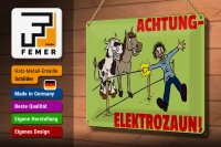 Blechschild Hinweis 30x20cm Tiere Achtung Elektrozaun