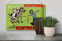 Blechschild Hinweis 30x20cm Tiere Achtung Elektrozaun