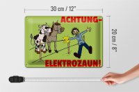 Blechschild Hinweis 30x20cm Tiere Achtung Elektrozaun