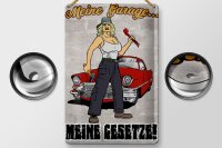 Blechschild Pinup 20x30cm Meine Garage meine Gesetze