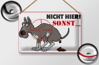 Blechschild Hinweis 30x20cm Hundehaufen nicht hier Sonst