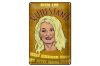 Blechschild Pinup 20x30cm bin Ruhestand Chef ist meine Frau