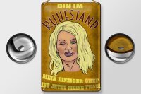 Blechschild Pinup 20x30cm bin Ruhestand Chef ist meine Frau