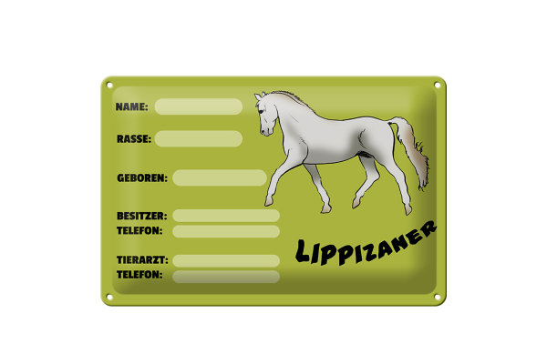 Blechschild Pferd 30x20cm Lippizaner Angaben Name Besitzer