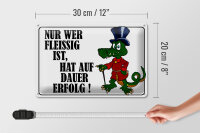 Blechschild Spruch 30x20cm Nur wer fleissig ist hat Erfolg