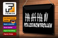Blechschild Strichliste 30x20cm Polizeikontrollen schwarzes