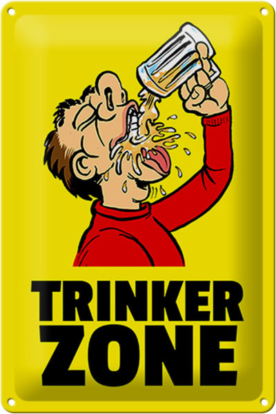 Blechschild Alkohol 20x30cm Trinkerzone Bierkrug