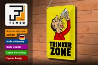Blechschild Alkohol 20x30cm Trinkerzone Bierkrug