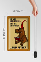 Blechschild Tiere 20x30cm mag Nashörner sind wie Einhörner