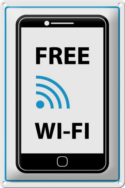 Blechschild Hinweis 20x30cm Free WI-FI (Handy)