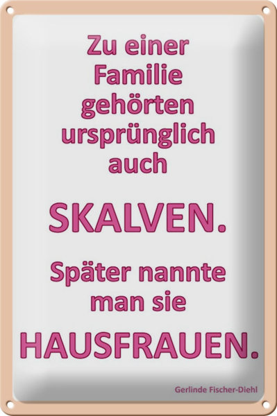 Blechschild Spruch 20x30cm Zu einer Familie gehörten