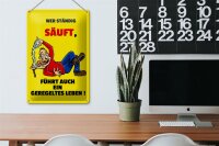 Blechschild Alkohol 20x30cm Wer ständig säuft geregeltes Leben