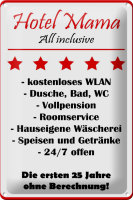 Blechschild Spruch 20x30cm Hotel Mama weiß-rotes