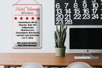 Blechschild Spruch 20x30cm Hotel Mama weiß-rotes