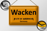 Blechschild Srpuch 30x20cm Wacken City of Hardrock Germany