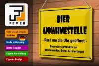 Blechschild Alkohol 30x20cm Bier Annahmestelle geöffnet