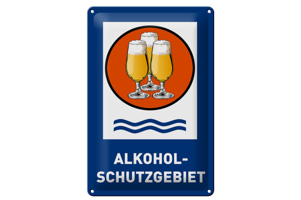 Blechschild Bier 20x30cm Alkoholschutzgebiet Biergläser