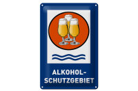 Blechschild Bier 20x30cm Alkoholschutzgebiet Biergläser