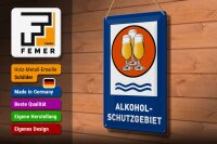 Blechschild Bier 20x30cm Alkoholschutzgebiet Biergläser