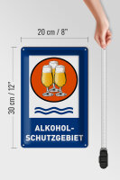 Blechschild Bier 20x30cm Alkoholschutzgebiet Biergläser
