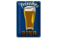 Blechschild Alkohol 20x30cm frisches Bier Bierglas