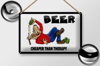 Blechschild Alkohol 30x20cm Beer cheaper than therapy Bier