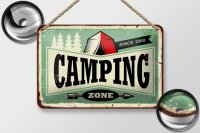 Blechschild Retro 18x12cm Camping Zone Outdoor Abenteuer