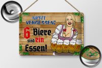 Blechschild Alkohol 30x20cm 6 Biere sind ein Essen