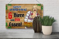 Blechschild Alkohol 30x20cm 6 Biere sind ein Essen
