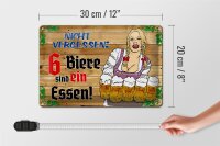 Blechschild Alkohol 30x20cm 6 Biere sind ein Essen