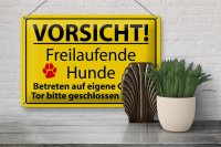 Blechschild Hinweis 30x20cm Vorsicht Freilaufende Hunde