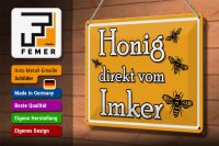 Blechschild Hinweis 30x20cm Honig direkt vom Imker
