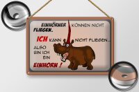Blechschild Tiere 30x20cm kann nicht fliegen bin Einhorn