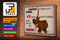 Blechschild Tiere 30x20cm kann nicht fliegen bin Einhorn