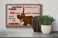 Blechschild Tiere 30x20cm kann nicht fliegen bin Einhorn