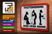 Blechschild Hinweis 30x20cm Toilettenordnung sitzen putzen