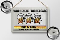 Blechschild Alkohol 30x20cm Wochenend Vorhersage 100% Bier