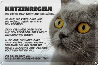 Blechschild Spruch 30x20cm Katzenregeln Katze darf nicht