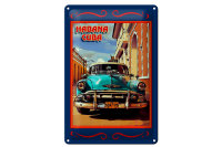 Blechschild Cuba 20x30cm Havana Cuba blaues Auto