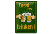 Blechschild Alkohol 20x30cm Bier lasst uns trinken...