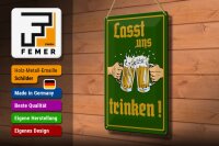 Blechschild Alkohol 20x30cm Bier lasst uns trinken Gläser