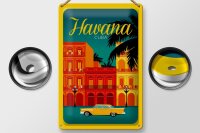 Blechschild Havana 20x30cm Cuba Zeichnung gelbes Auto