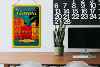 Blechschild Havana 20x30cm Cuba Zeichnung gelbes Auto