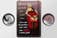 Blechschild Pinup 20x30cm ab und zu drehe ich mich um Arsch