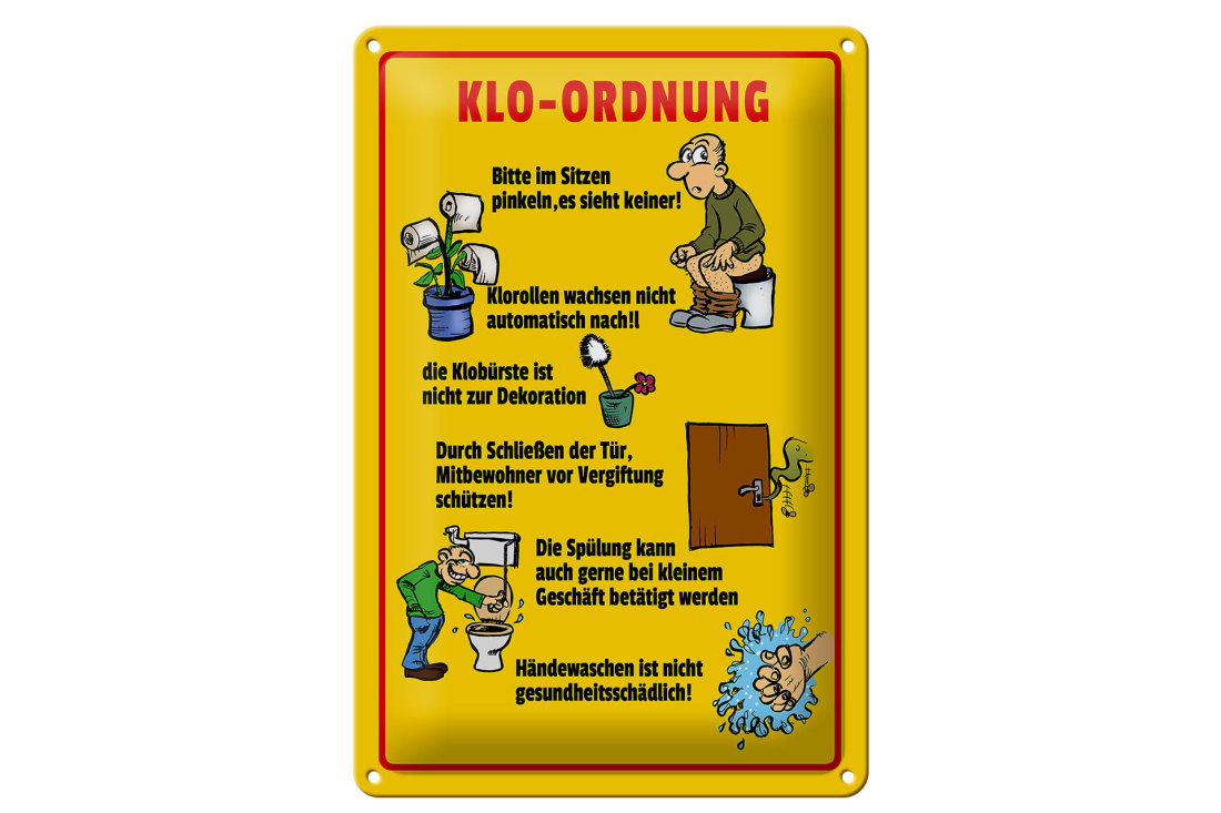 Blechschild Hinweis 20x30cm Klo Ordnung Im Sitzen Pinkeln Femer Sch blechschild-hinweis-20x30cm-klo-ordnung-im-sitzen-pinkeln-femer-sch