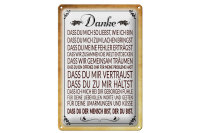 Blechschild Spruch 20x30cm Danke dass du bist der du bist