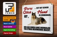 Blechschild Spruch 30x20cm Pures Glück Zeit mit seinem Hund