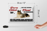 Blechschild Spruch 30x20cm Pures Glück Zeit mit seinem Hund