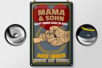 Blechschild Spruch 20x30cm Mama und Sohn immer Herz an Herz