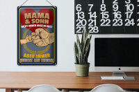 Blechschild Spruch 20x30cm Mama und Sohn immer Herz an Herz